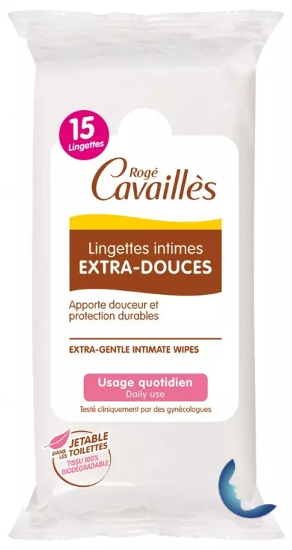 ROGÉ CAVAILLÈS LINGETTES INTIMES EXTRA-DOUCES 15 LINGETTES