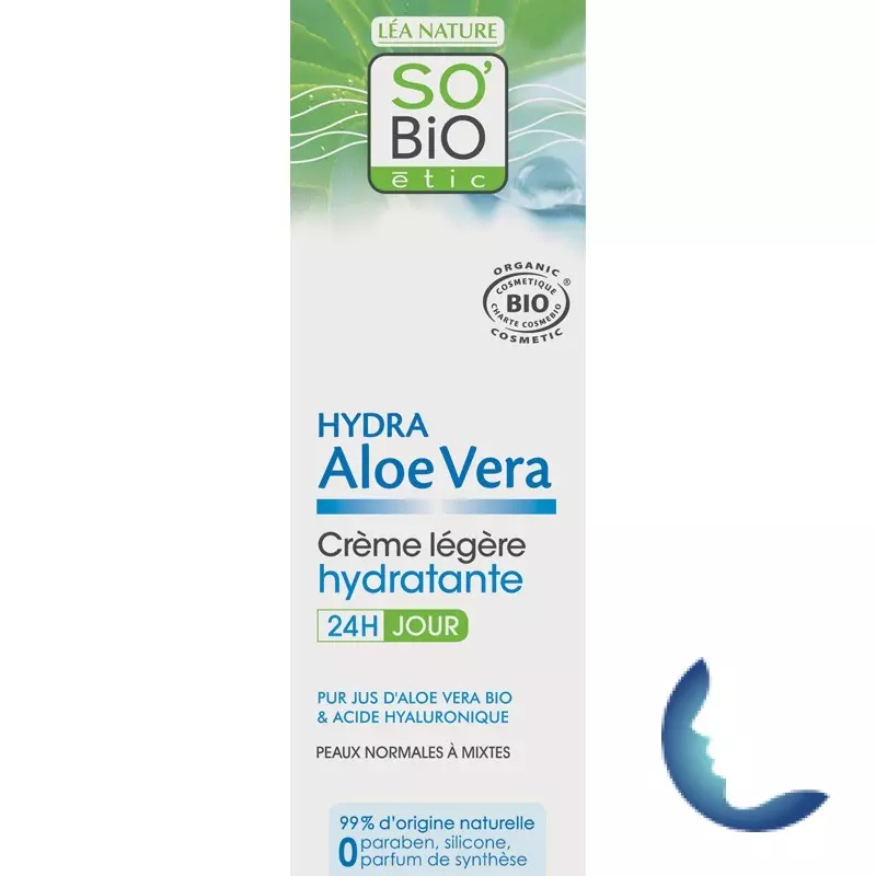 SO’BiO soin léger hydratante Aloe vera 24HR – Jour, 50 ml