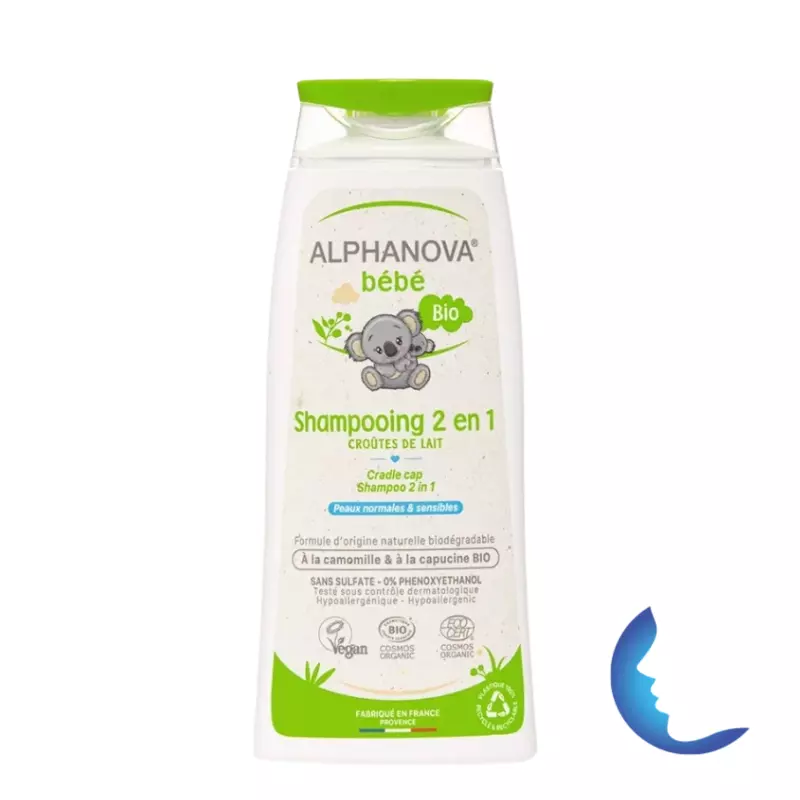 Alphanova Bébé Bio Shampooing 2en1 croutes de lait, 200ml