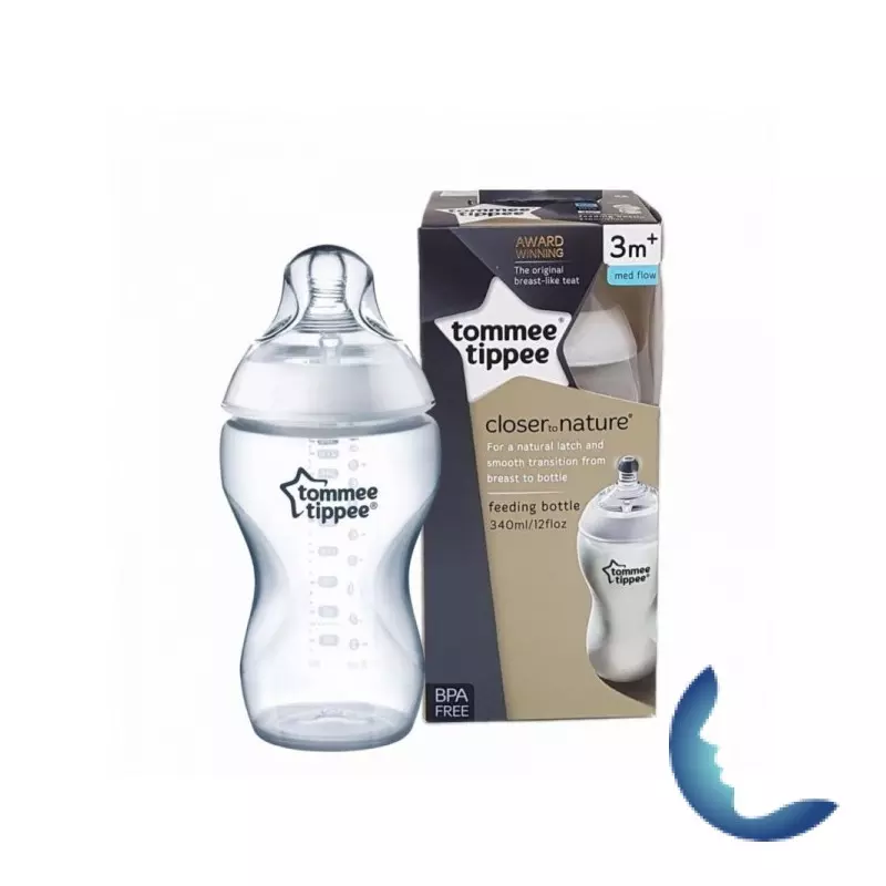 Tommee Tippee Close To Nature Biberon 3M+ 340ml Panda Gris