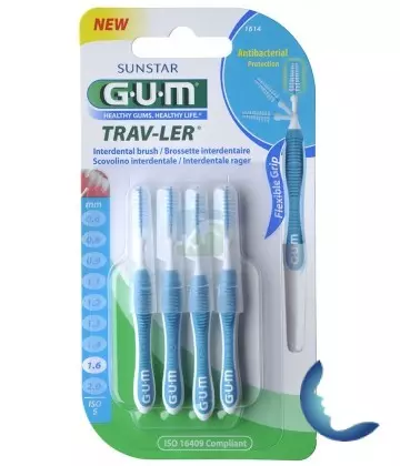 GUM Brossettes Traveler fine conique, bte de 4 (1614)