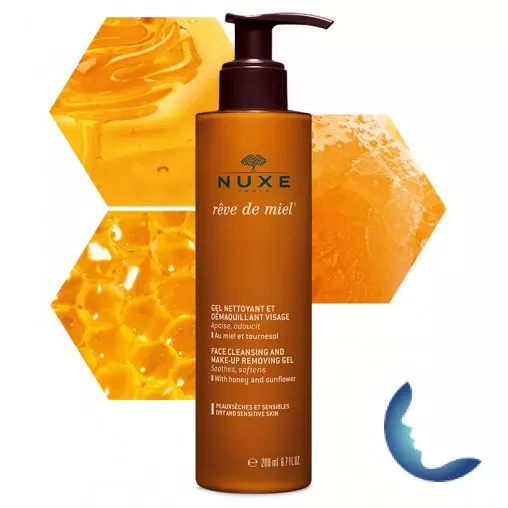 NUXE Rêve de miel Gel nettoyant et démaquillant visage, 200ml