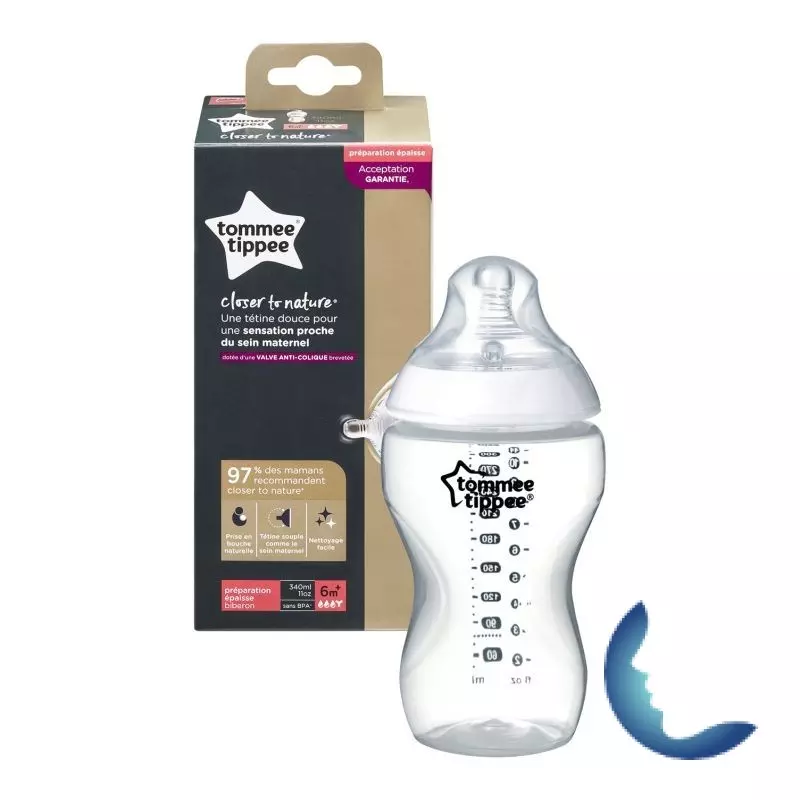 TOMMEE TIPPEE BIBERON BLANC EN VERRE 0M+ 250ML