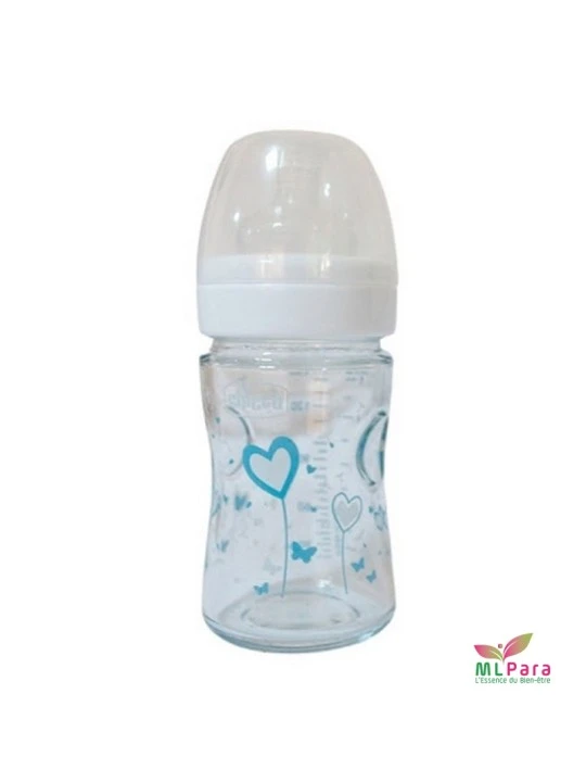 CHICCO BIBERON  EN VERRE BLEU 150 ML REF.207112000