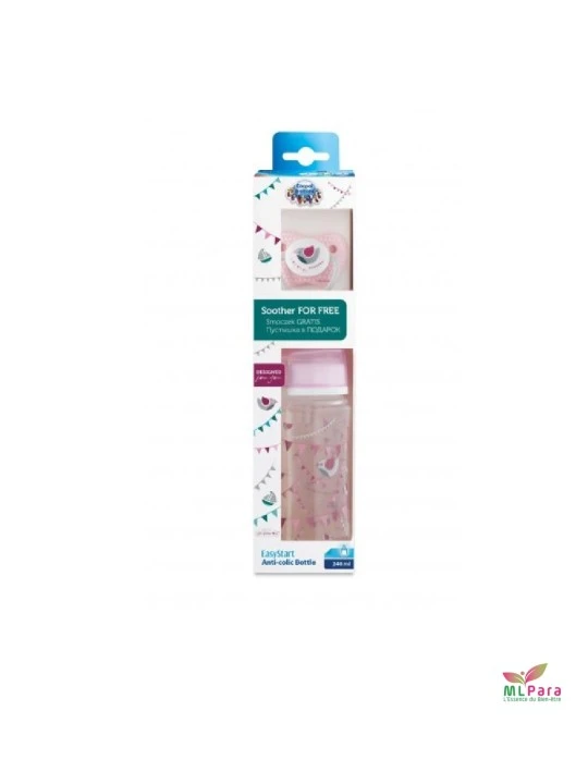 canpol babies set easy start rose biberon 240ml+sucette  orthodontique  164