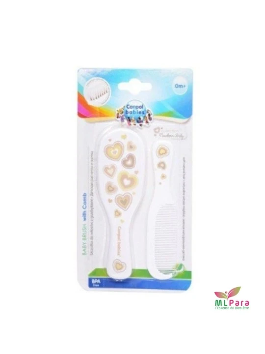 CANPOL BABIES BROSSE ET PEIGNE COLLECTION NOUVEAU NEE POIL NATUREL BLANC REF:7/406