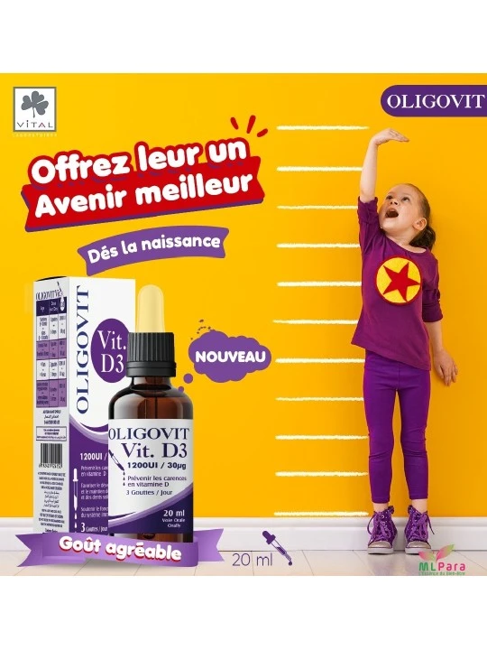 vital oligovit vitamine d3 gouttes 20ML