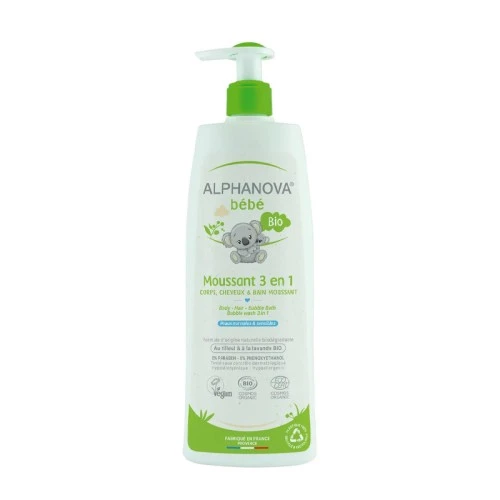 ALPHANOVA BEBE BIO MOUSSANT 3EN1 CORPS CHEVEUX&BAIN MOUSSANT 500ML