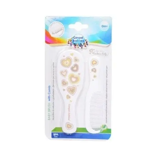 CANPOL BABIES BROSSE ET PEIGNE COLLECTION NOUVEAU NEE POIL NATUREL BLANC