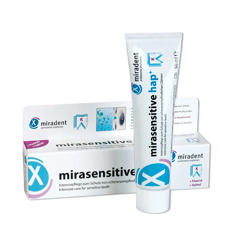 Dentifrice - gencives et dents sensibles - Miradent Mirasensitive Hap+ - 50ml