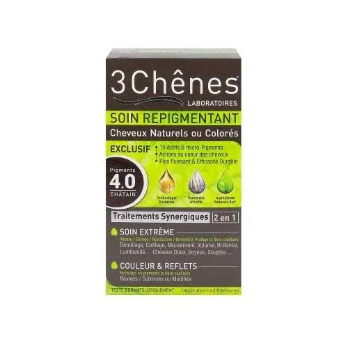 3 Chênes Soin Repigmentant Kit Cheveux Naturels Ou Colorés 4.0 Pigments Châtain