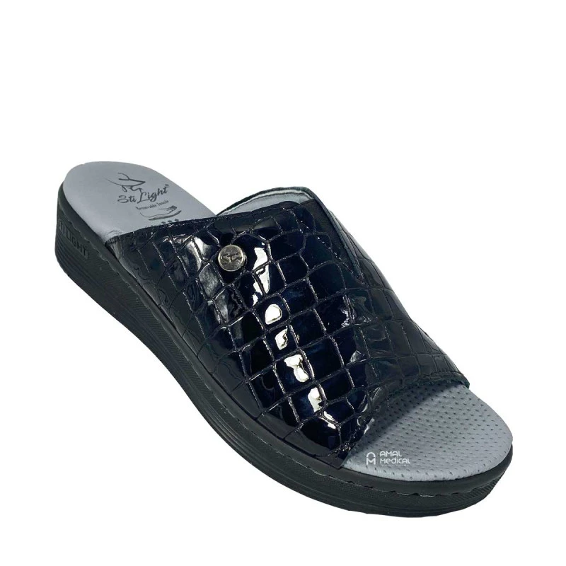 STI Orthopedic - Mules orthopédiques femme FS03HL - Noir Croco