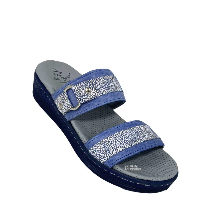 STI Orthopedic - Mules orthopédiques femme FS02 - Bleu Argent