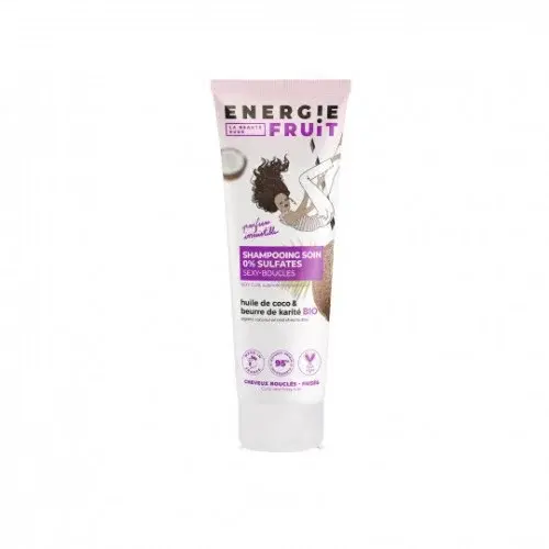 ENERGIE FRUIT SHAMPOOING SOIN SANS SULFATE A L'HUILE DE COCO&BEURRE DE KARITE BIO,CHEVEUX BOUCLES-FRISES 250ML