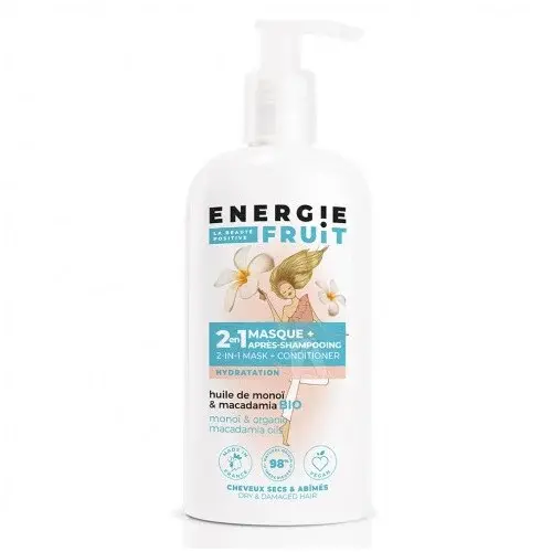 ENERGIE FRUIT 2 EN 1 MASQUE+APRES SHAMPOOING A L'HUILE DE MONOI&MACADAMIA BIO, CHEVEUX SECS ET ABIMES 300ML