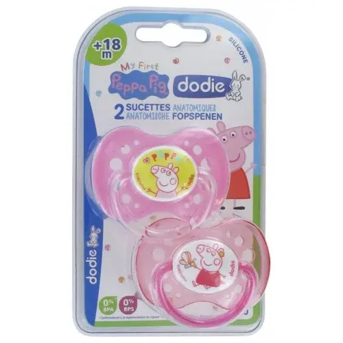 DODIE PEPPA PIG 2 SUCETTES ANATOMIQUES SILICONE 18 MOIS ET +