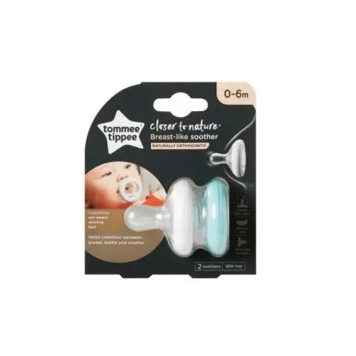 TOMMEE TIPPEE CLOSER TO NATURE 2 SUCETTES BREAST-LIKE NUIT 0-6M