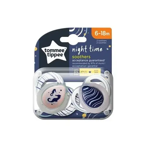 TOMMEE TIPPEE 2 SUCETTES NIGHT TIME 6-18M