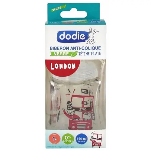 DODIE BIBERON VERRE SENSATION+ 150 ML DEBIT 1 0-6 MOIS - MODELE LONDON