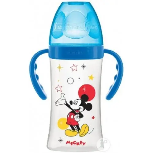 DODIE BIBERON ANTI-COLIQUE BLEU 270ML AVEC ANSES +6MOIS DISNEY MICKEY