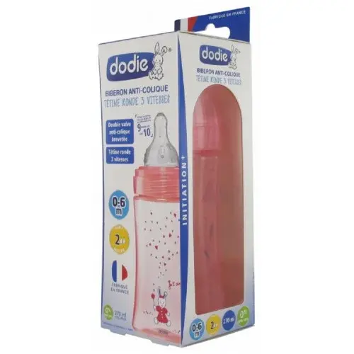 DODIE BIBERON INITIATION+ 270 ML DEBIT 2 0-6 MOIS ROSE