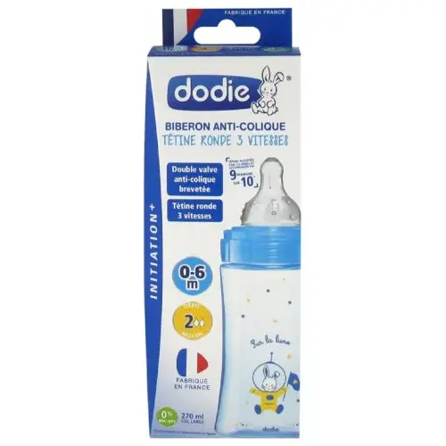 DODIE BIBERON INITIATION+ 270 ML DEBIT 2 0-6 MOIS - COULEUR : BLEU