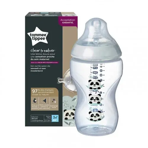 TOMMEE TIPPEE CLOSER TO NATURE BIBERON PANDA VERT 3M+ 340ML