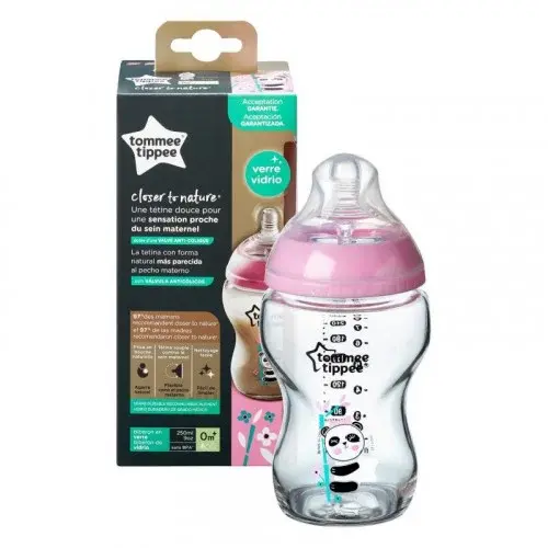 TOMMEE TIPPEE CLOSER TO NATURE BIBERON ROSE EN VERRE 0M+ 250ML