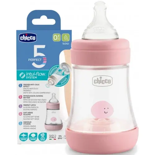 CHICCO PERFECT-5 SILICONE ROSE BOTTLE 150ML