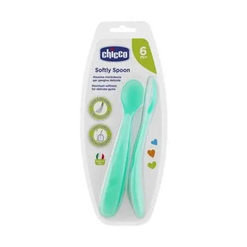 CHICCO 2 CUILLERE SILICONE, 6M+