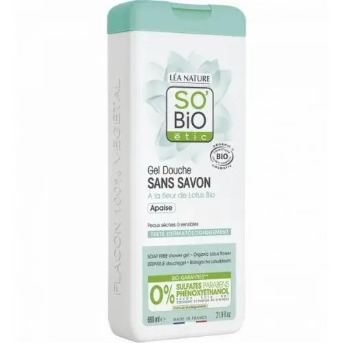 SO'BIO GEL DOUCHE SANS SAVON A LA FLEUR DE LOTUS 650ML