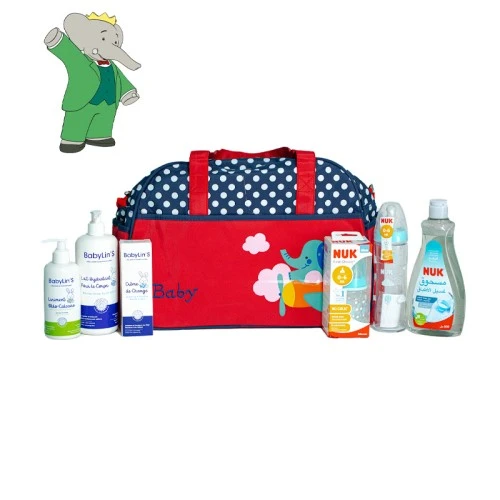 TROUSSE BEBE ELEPHANT BABAR ROUGE