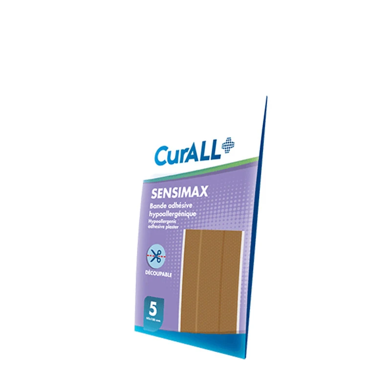 Curall - Sensimax Bandes - Bande adhésive hypoallergénique - Boite de 5 - 60x100mm