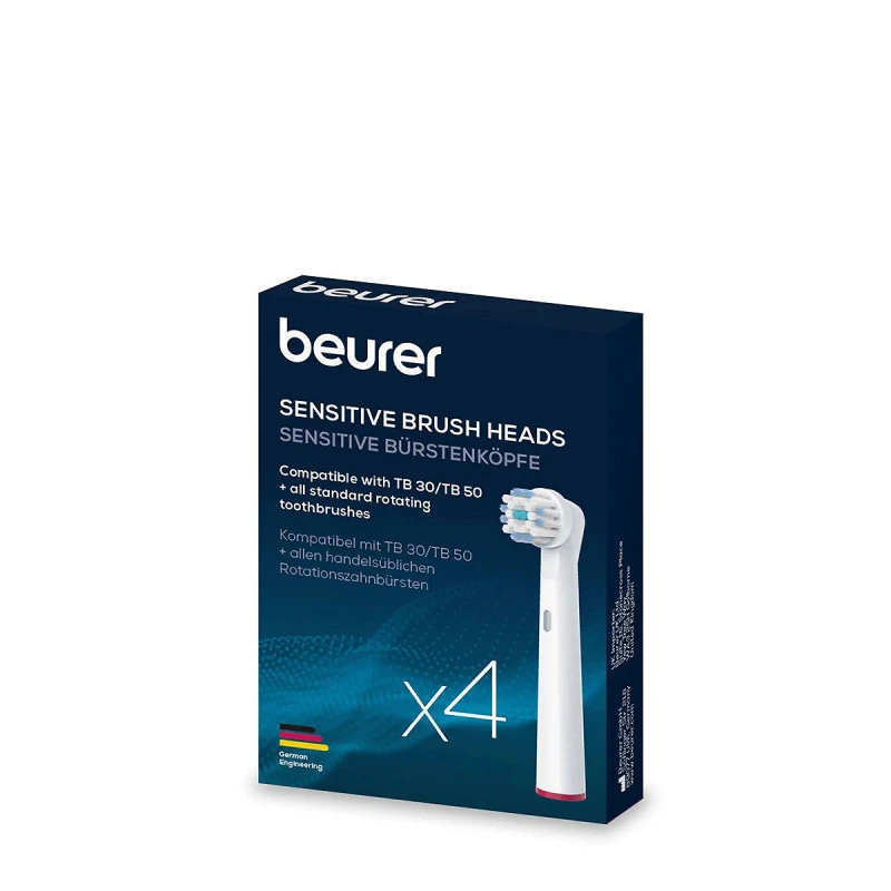 Beurer - Brossettes de rechange sensitives pour brosse à dents électrique Clean - Pack de 4