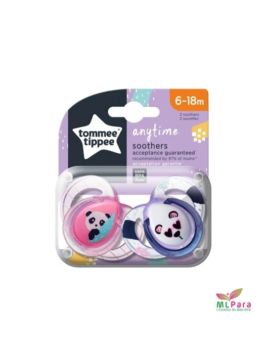 TOMMEE TIPPEE sucette 6-18m anytime x 2 ref/43336481-43336402