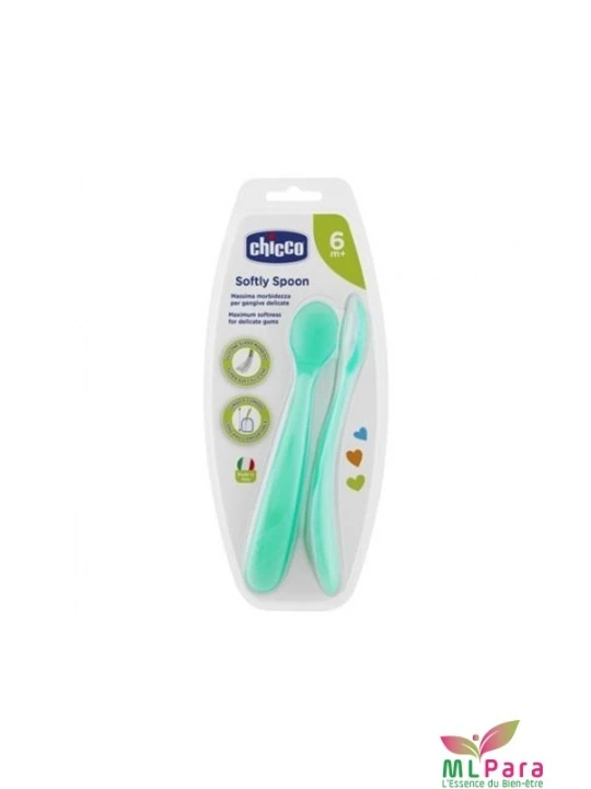 CHICCO 2 CUILLERES SILICONE  6M+