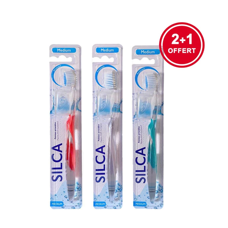 Silca - lot de 3 Brosses à dents medium