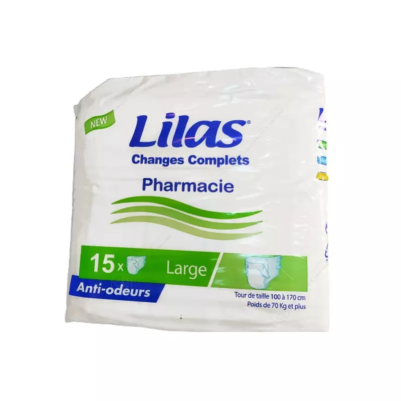 LILAS ADULTE CHANGES COMPLETS PHARMACIE LARGE 15 PIECES