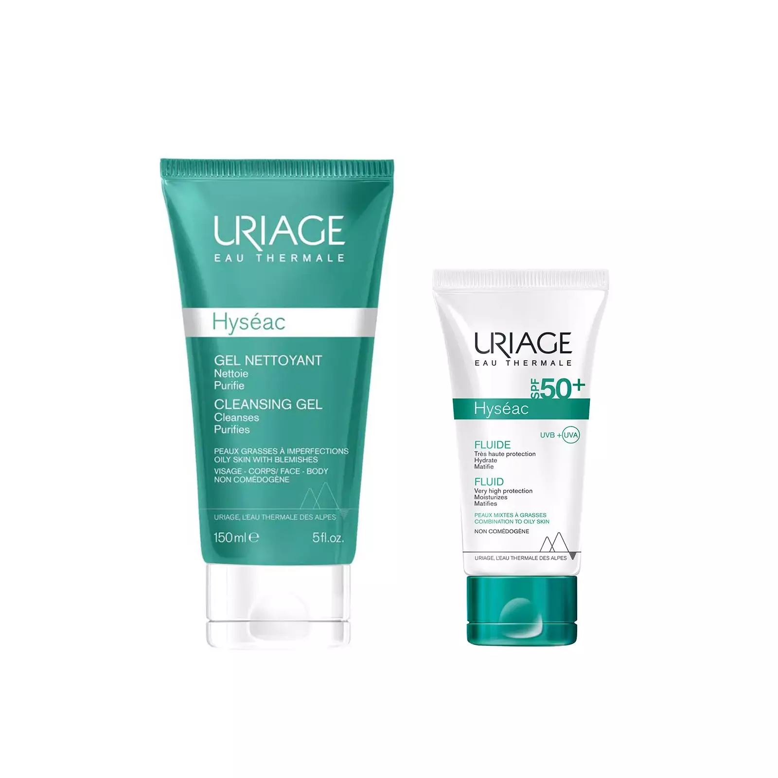 URIAGE HYSEAC PACK PROMO GEL NETTOYANT 150ML + FLUIDE SOLAIRE SPF50 50ML