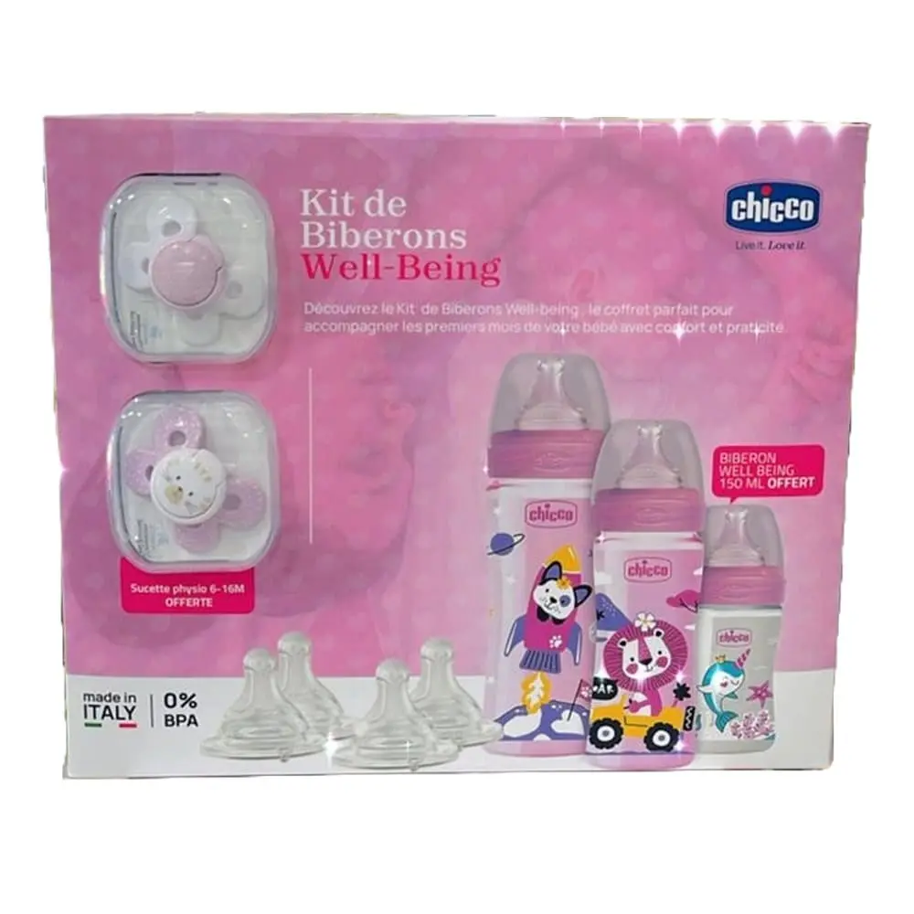 CHICCO KIT DE BIBERONS WELL BEING FILLE - ROSE