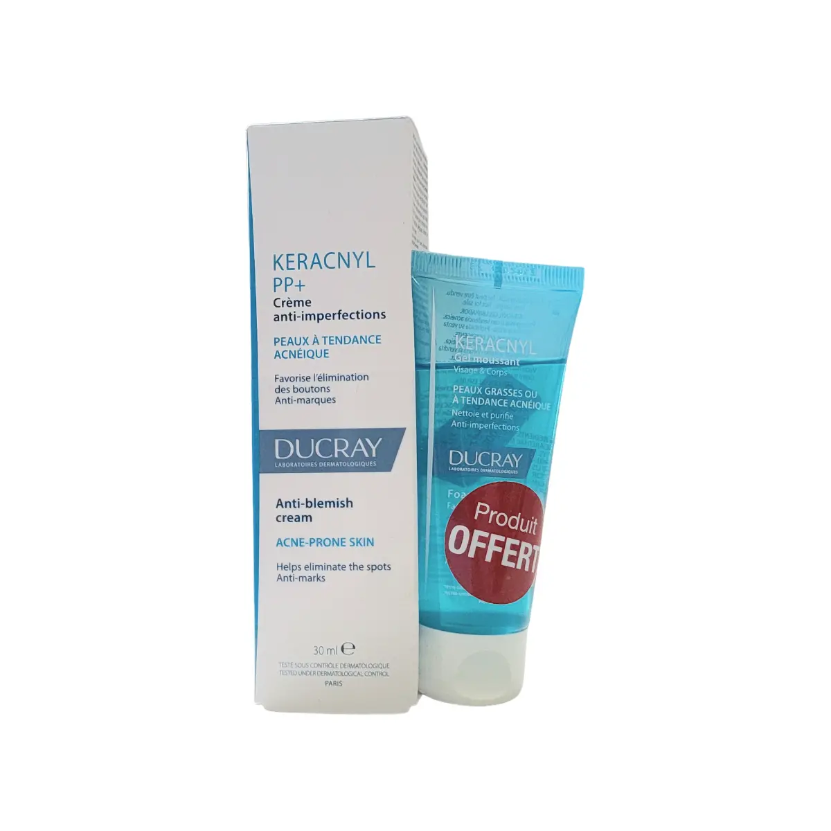 DUCRAY KERACNYL PP+ CREME ANTI-IMPERFECTIONS 30ML + GEL NETTOYANT 40ML OFFERT